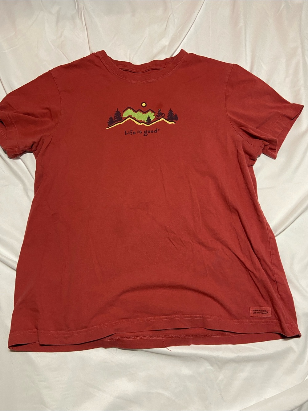 Life Is Good Rust Red Mountain & Bike Graphic Tee